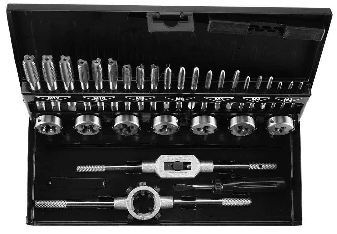 Набор метчиков и плашек Topex M3-M12 32 шт. в кейсе (22546) - фото 2 Набор метчиков и плашек Topex M3-M12 32 шт. в кейсе (22546) - фото 2