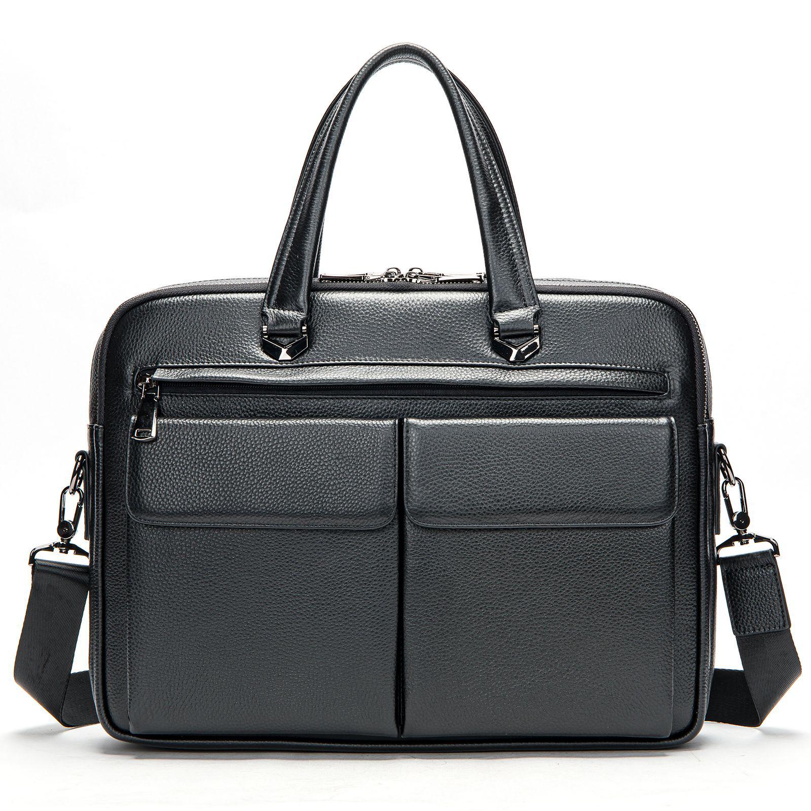 Сумка-портфель мужская для документов и ноутбука Qvant из натуральной кожи (252310)