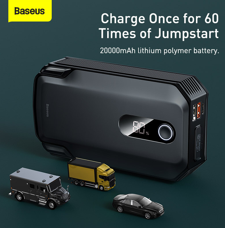 Пусковое устройство бустер для авто BASEUS Super Energy Max Jump Starter 2000A 20000mAh 1Type-C 2USB 3A - фото 4