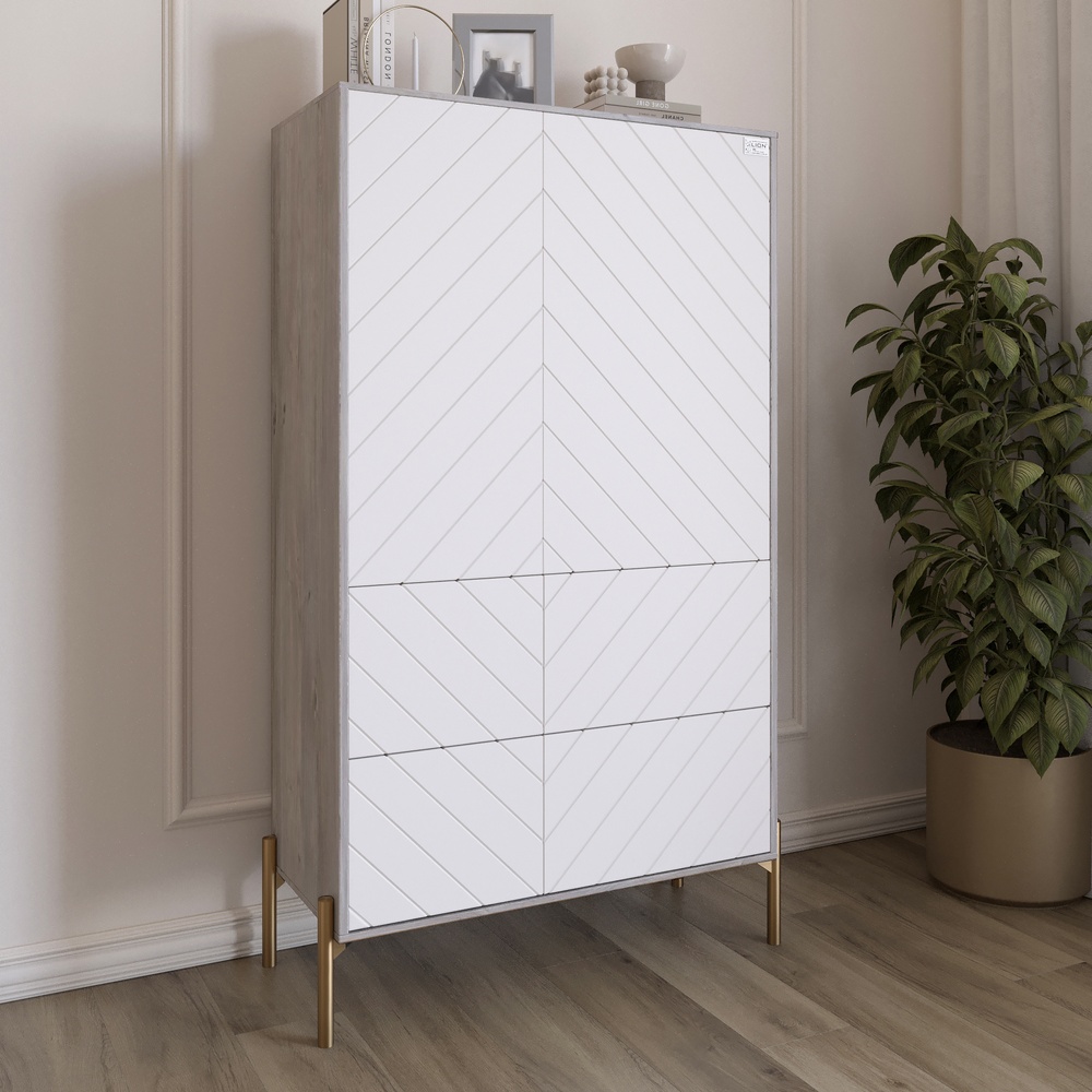 Комод-пенал Lion Амарант 84x40x150 см Шварцвальд/Белый (LION-042195)