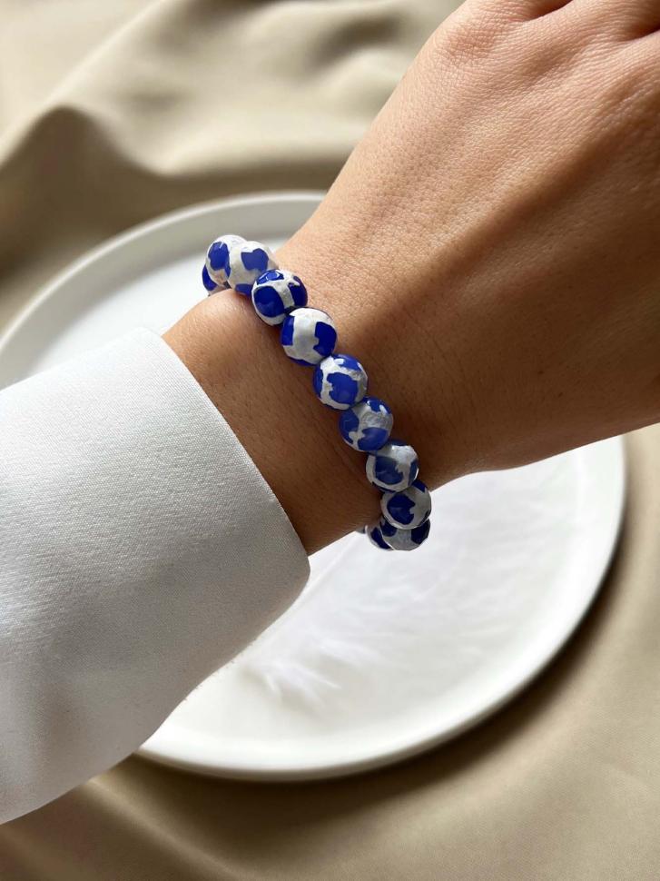 Браслет із натурального агату Біло-синій (5060) Браслет із натурального агату Біло-синій (5060)