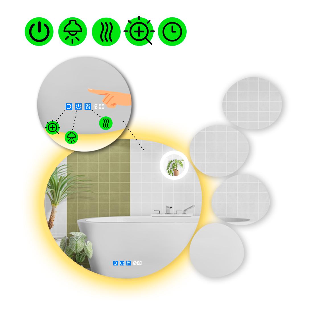 Зеркало с LED подсветкой Acqua 2 с тремя сенсорами 100x100 см (8738623)
