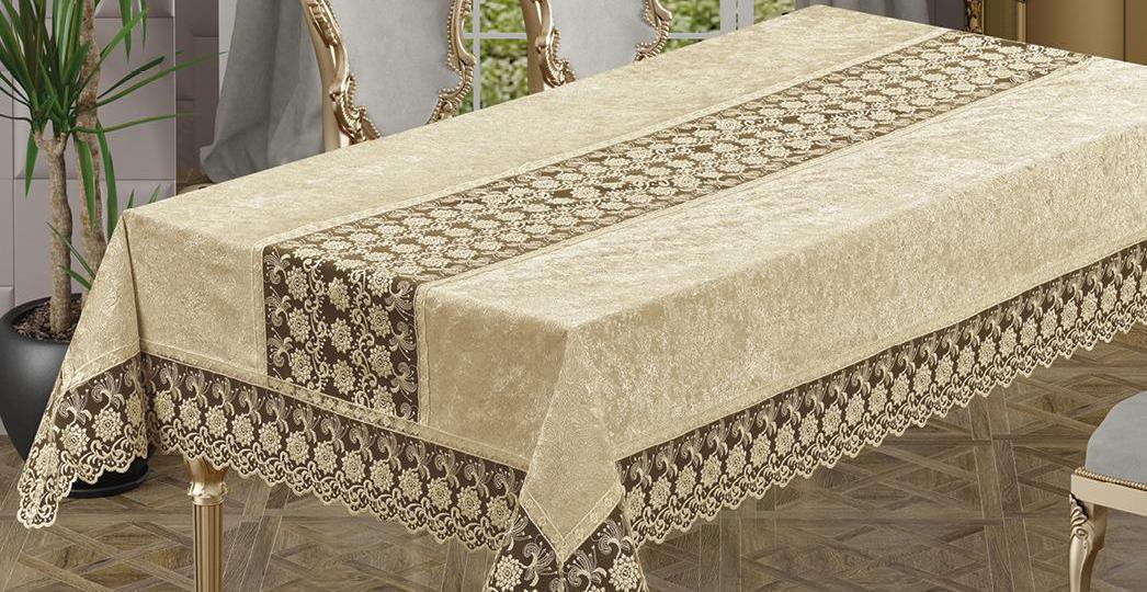 Скатерть велюровая Maison Royale 160x300 Buket Cappucino (CN3988)