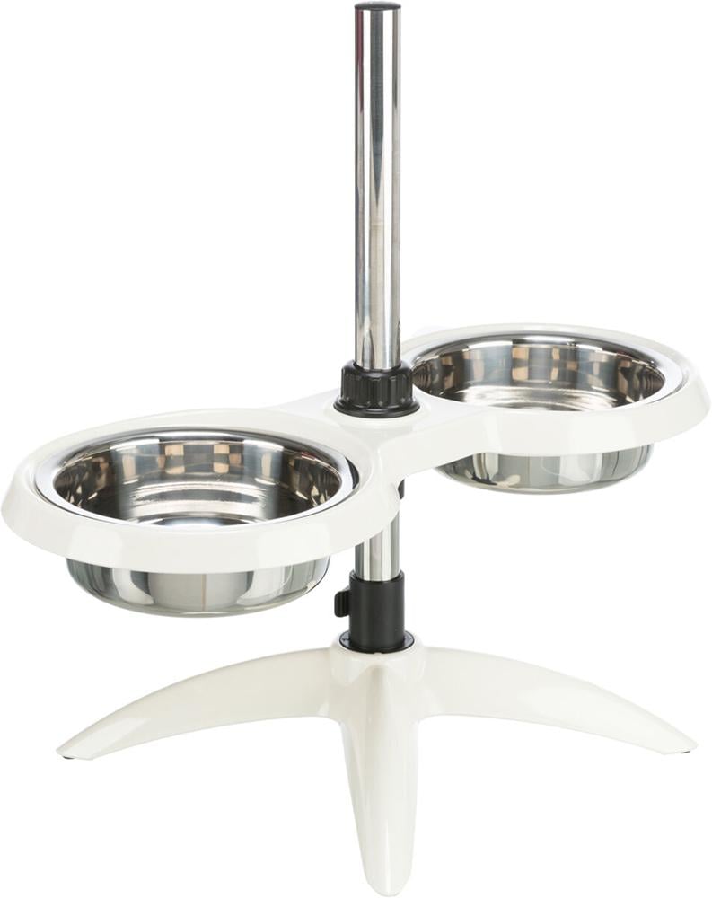 Миска для собак Trixie двойная на регулируемой подставке меламин/металл 2х2,4 л d 25 см Белый (4011905250076)