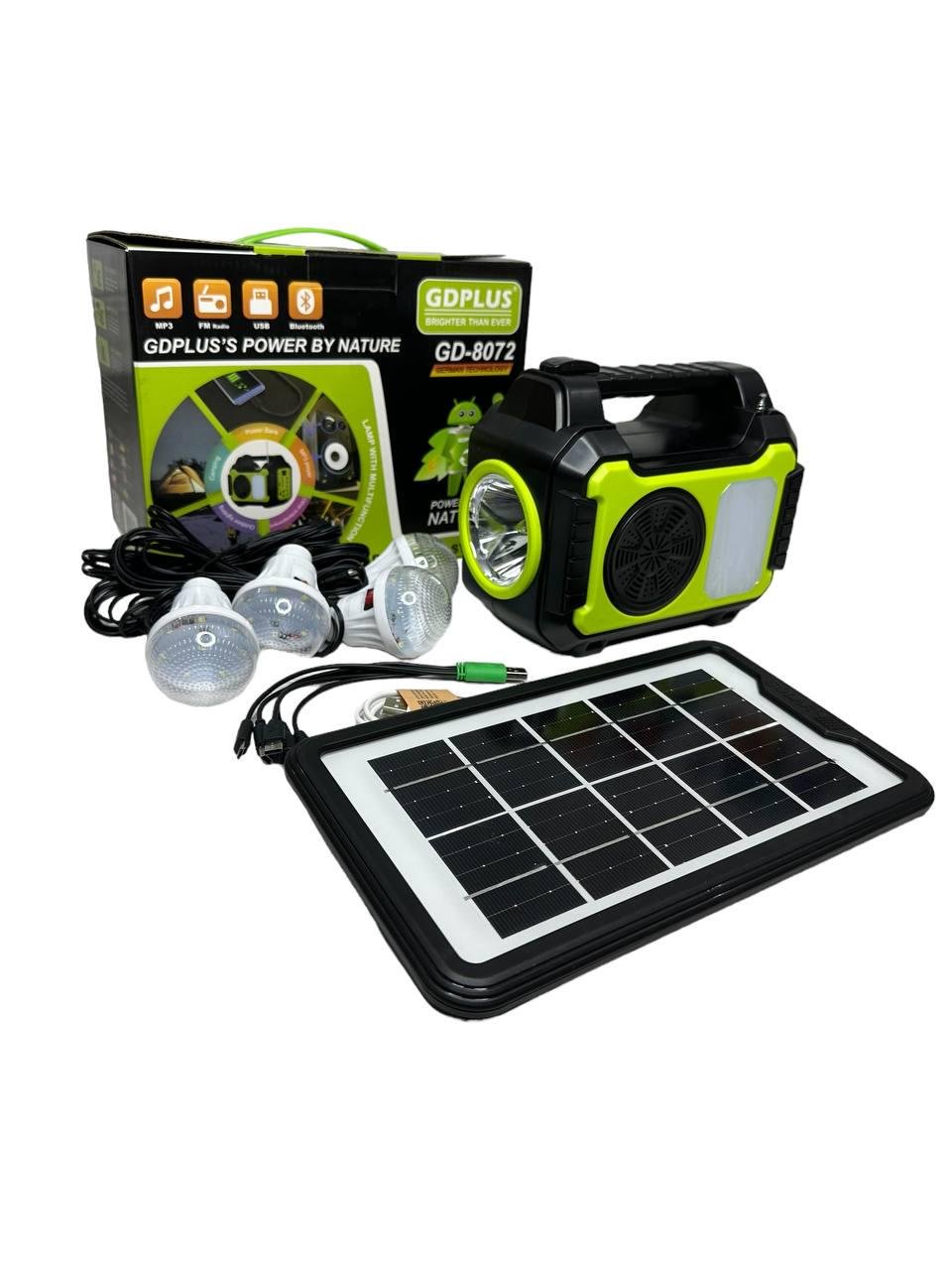 Сонячна система для освітлення та заряджання GDPlus GD-8072 10000 mAh із сонячною панеллю/ліхтарем/лампою - фото 4