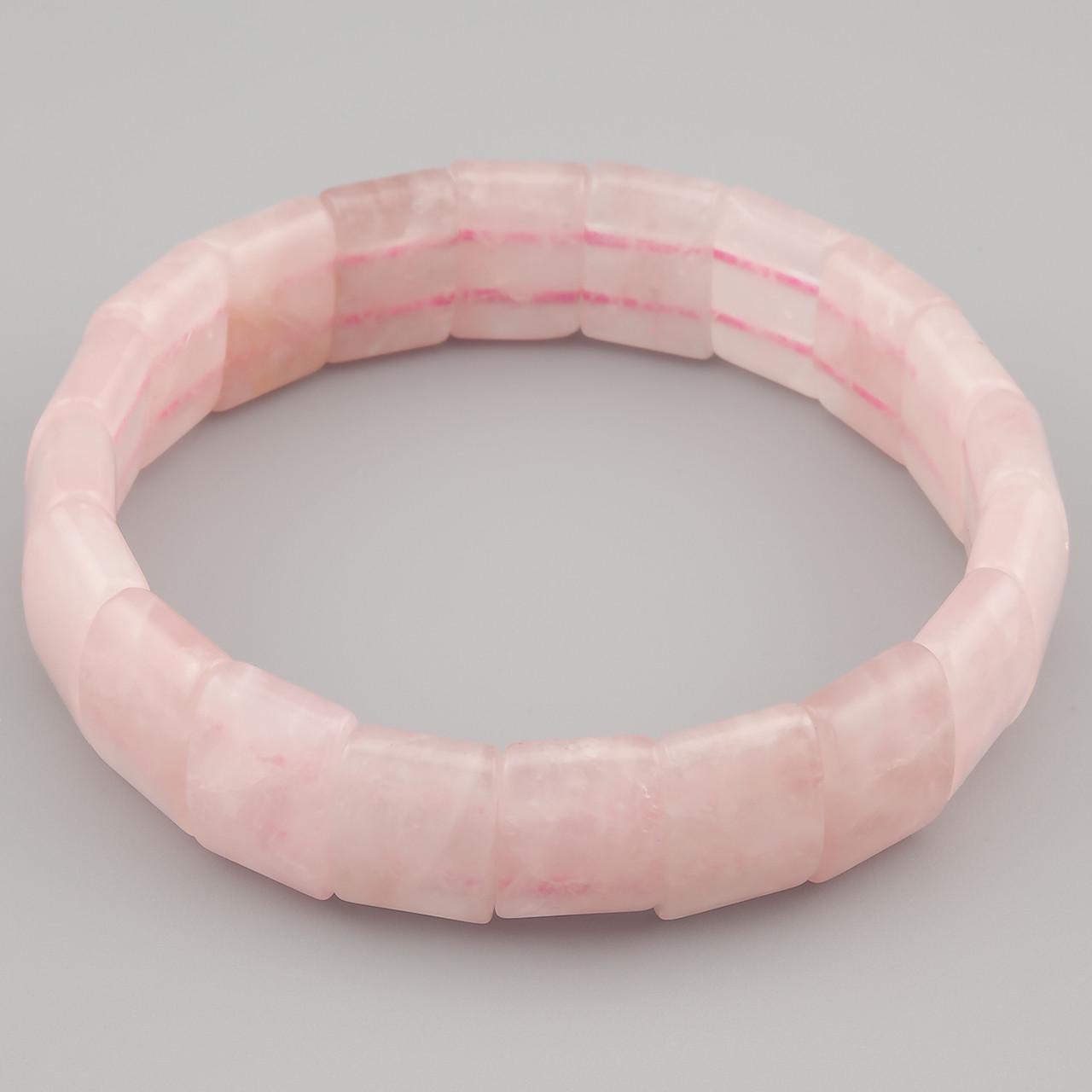 Браслет прямоугольное звено Розовый кварц 15х10х6 мм 20 см 1 шт. (НК1502б09)