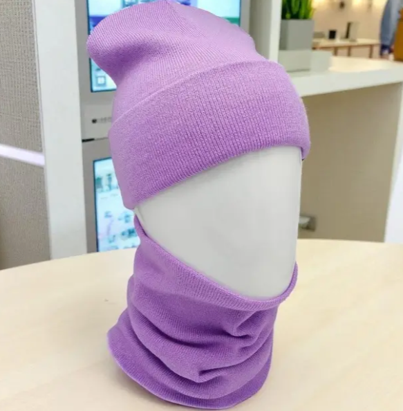 Комплект жіночий шапка/хомут One size на флісі Фіолетовий (29548739) - фото 2