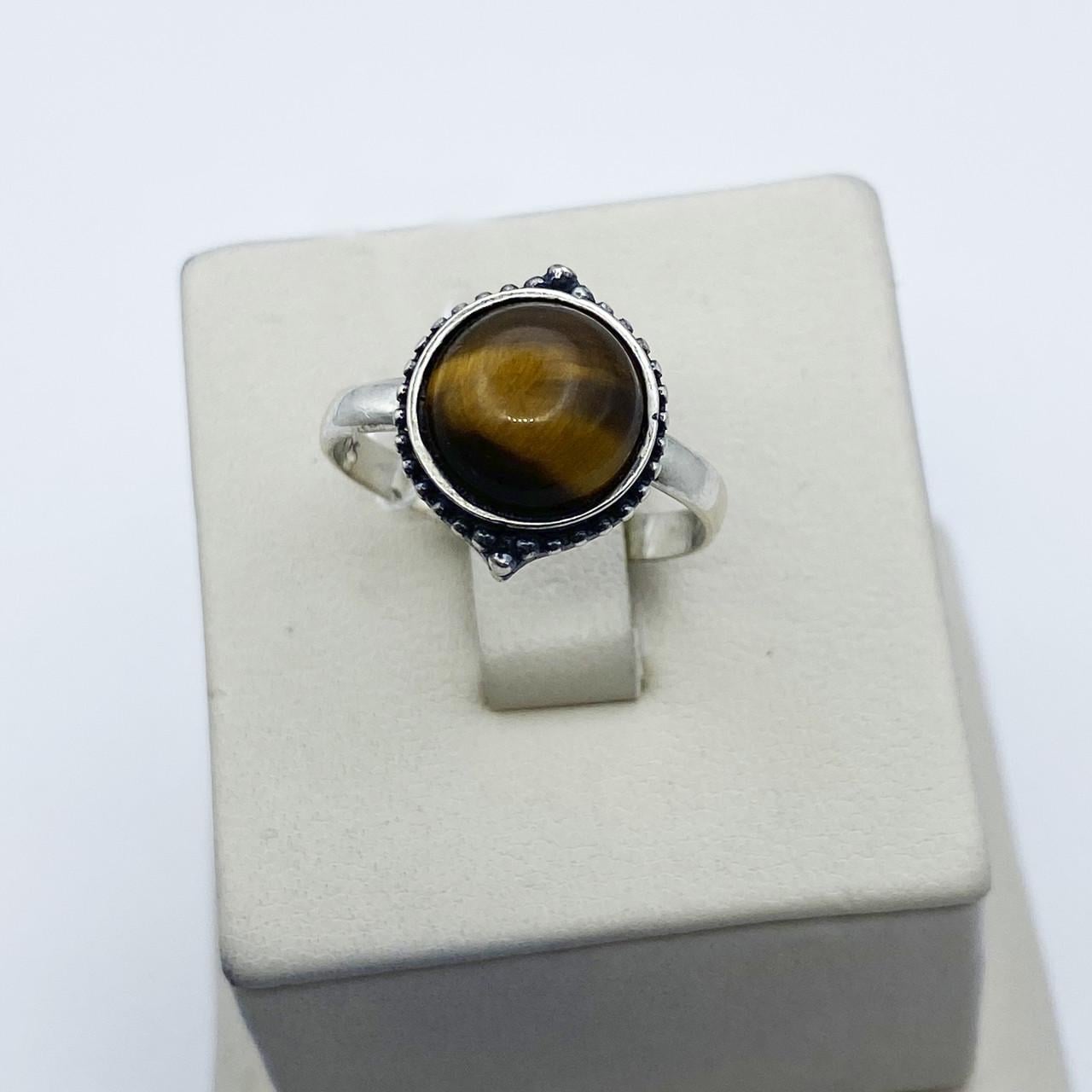 Кольцо серебряное с тигровым глазом р. 19 3,04 г (2036522311)