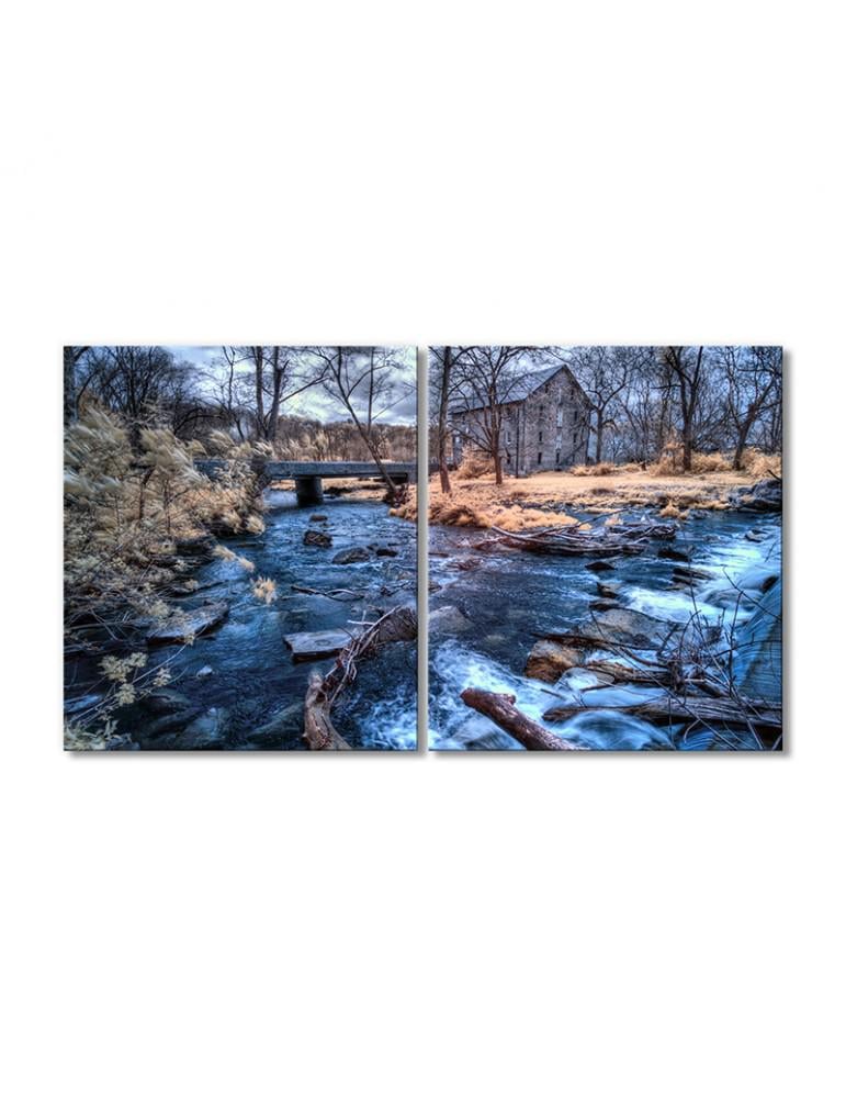 Картина модульная Пенсильвания домик ручей 2 модуля 90x135 см