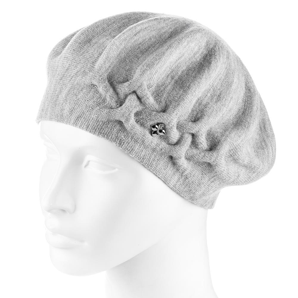 Берет подвійний жіночий збоку з візерунком Zolly ZH258 Світло-сірий