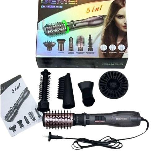 Стайлер для сушки укладки волос Gemei GM-4858 1000 Вт 5 насадок Серый (2547530251)