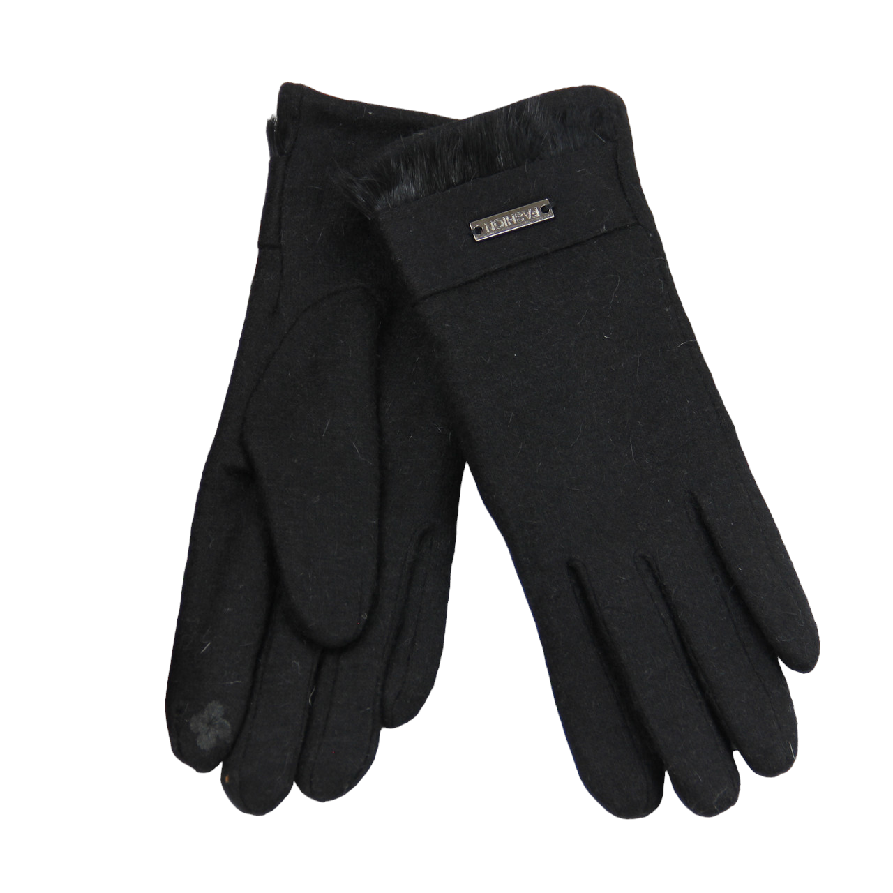 Перчатки женские Fashion сенсорные из кашемира на меху с широкой полосой S-M (33959)