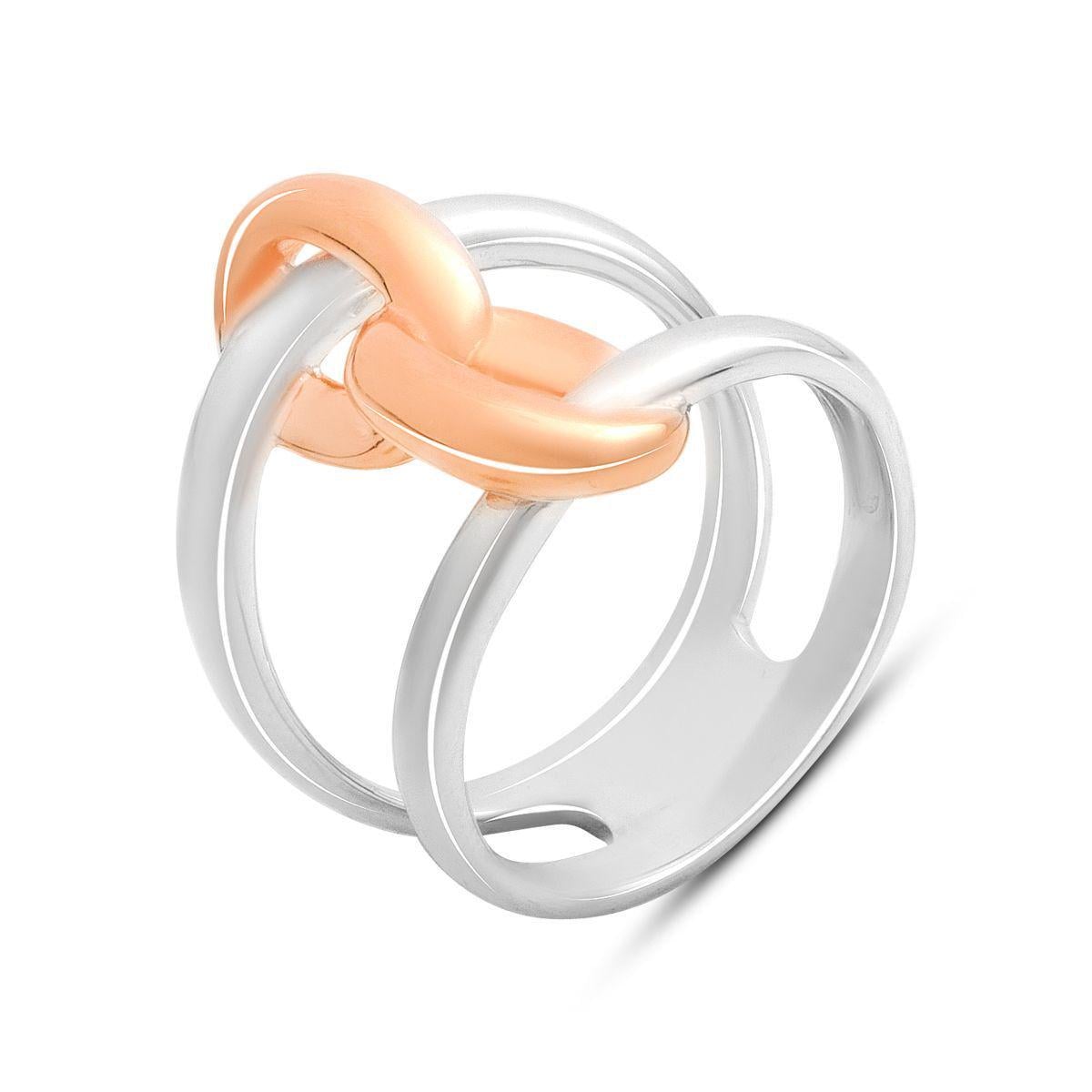 Кольцо серебряное с персиковыми звеньями р. 18