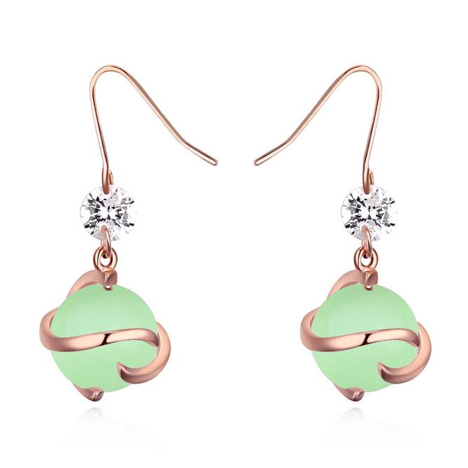 Серьги с кристаллами Сваровски Italina 18640 Белый/Салатовый