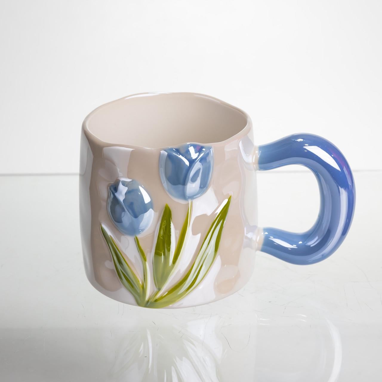 Чашка порцелянова Light House Тюльпани LG-30173 BL 400 мл Блакитний