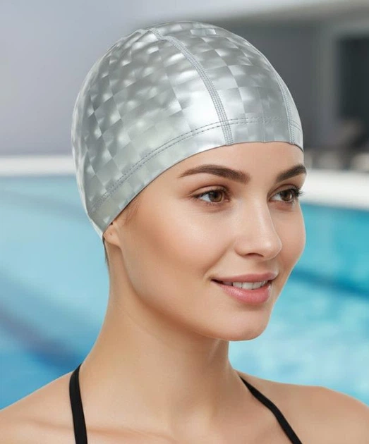 Шапочка для плавания SP-Sport PU-3BB текстильная с покрытием PU для взрослых Черебряный Шапочка для плавания SP-Sport PU-3BB текстильная с покрытием PU для взрослых Черебряный