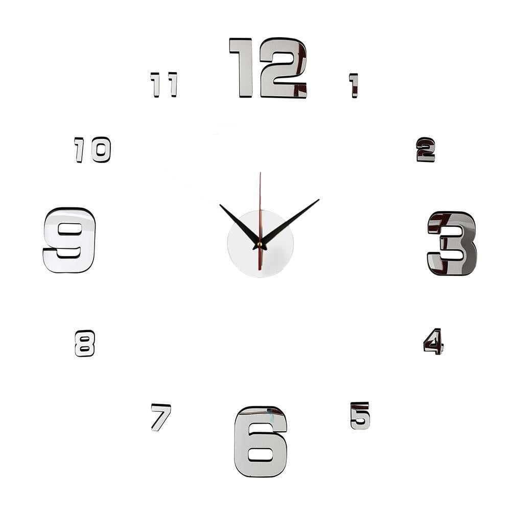 Часы настенные 3D с бесшумным механизмом 40х40 см Silver (MU4) Часы настенные 3D с бесшумным механизмом 40х40 см Silver (MU4)