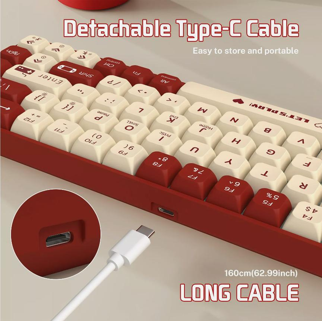 Клавіатура ігрова Ajazz AK680 дротова механічна із RGB підсвічуванням Red Switch Red/White - фото 5