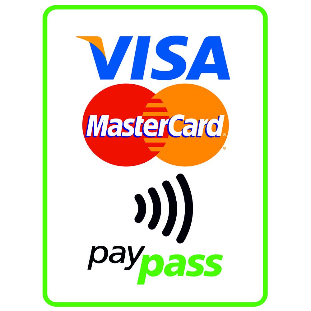 Наклейки Видеонаблюдение и Visa MasterCard PayPass вертикальная 2 шт. - фото 3