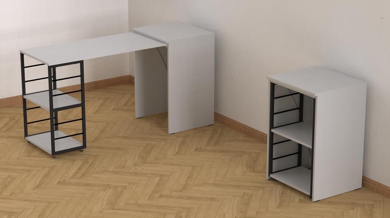 Стіл-тумба трансформер Ferrum-decor Смарт 2/2 метал/ДСП 16 мм 750x1450x600 мм Чорний/Білий (FRD-105102) - фото 6 Стіл-тумба трансформер Ferrum-decor Смарт 2/2 метал/ДСП 16 мм 750x1450x600 мм Чорний/Білий (FRD-105102) - фото 6