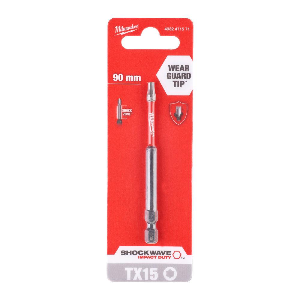 Біта Milwaukee Shockwave Torx T15х90 мм з технологією Shock Zone (4932471571) - фото 2