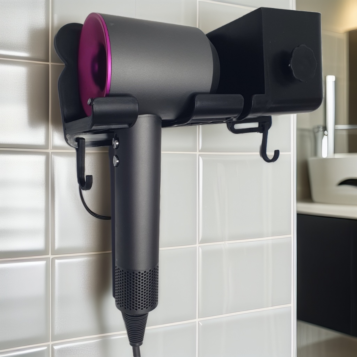 Держатель для фена и аксессуаров Storage Shelf с настенной/навесной установкой Черный (AND-74-20) - фото 4