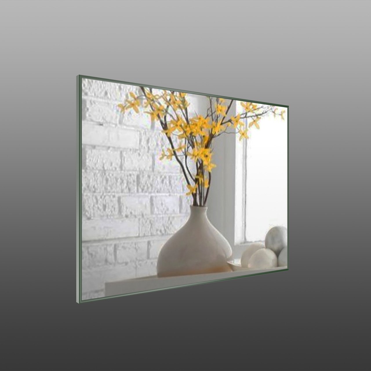 Зеркало настенное в алюминиевой раме Art-Com 700х500 мм Темно-зеленый (Alum-Green-9)