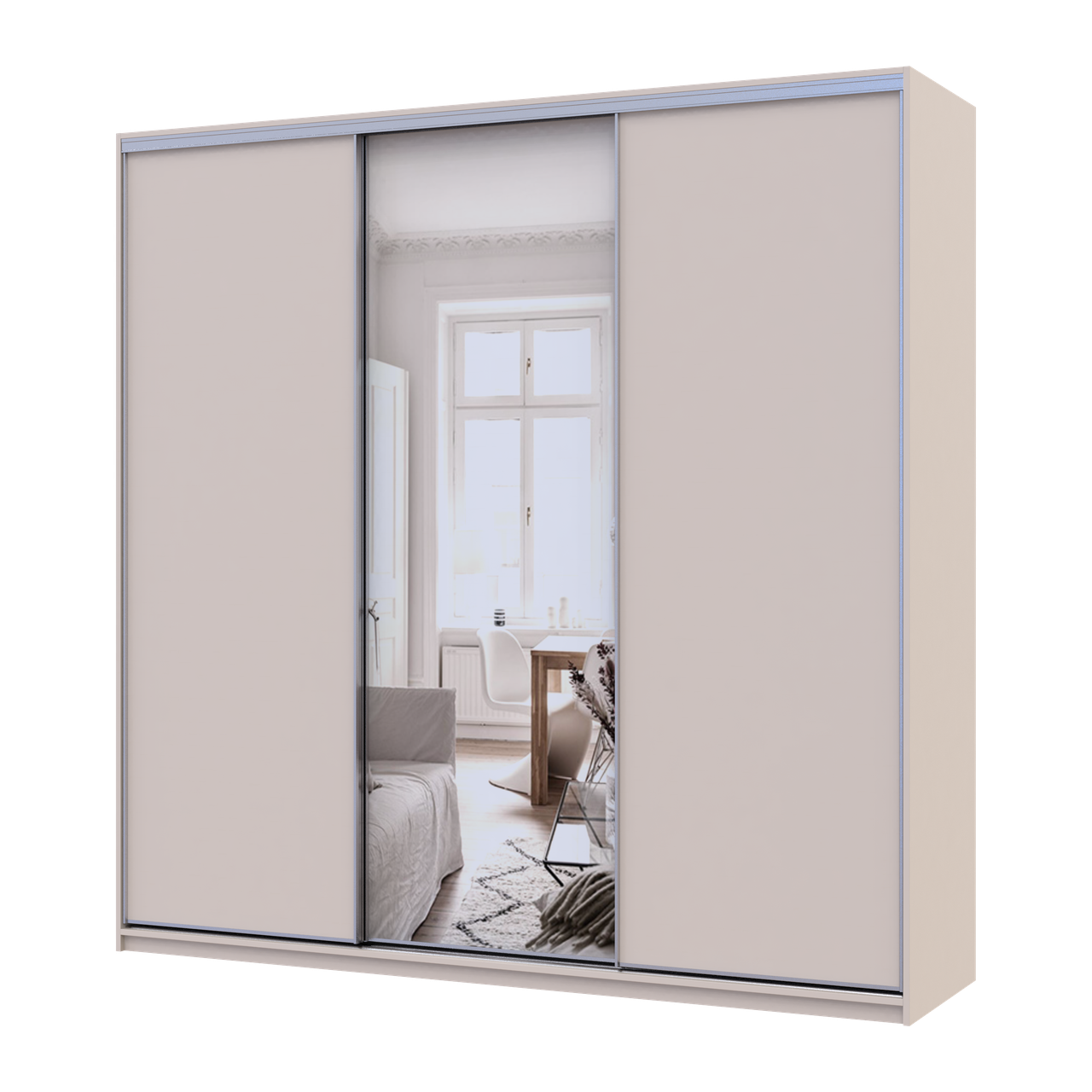 Шафа купе Doros Сіті Лайт 2 ДСП/1 дзеркало 225х60х225 см Кашемір (80736383)