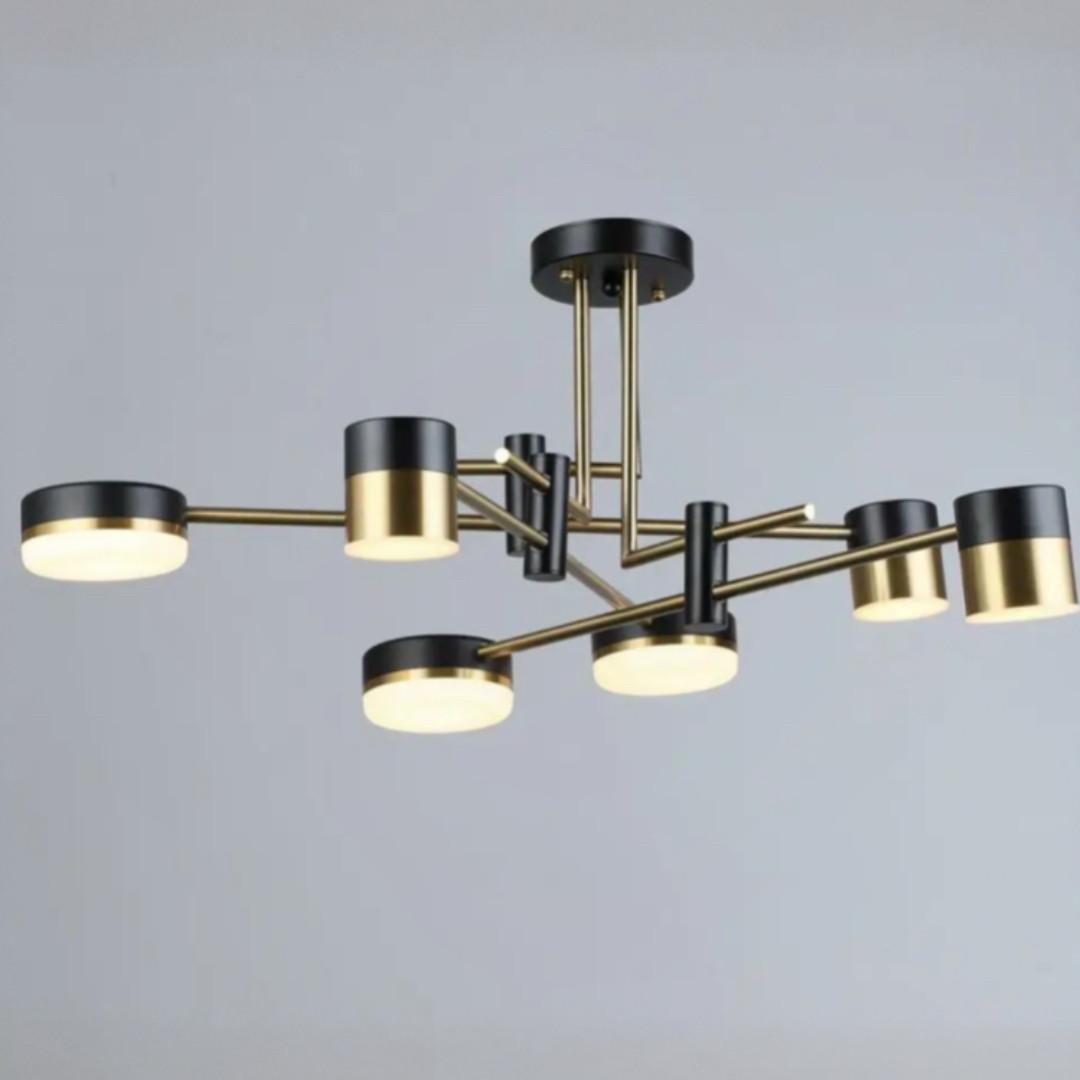 Люстра светодиодная Sirius с плафонами разной формы 90W 3000-6500К Черный/медь (B YH1126/6 BK+COP)