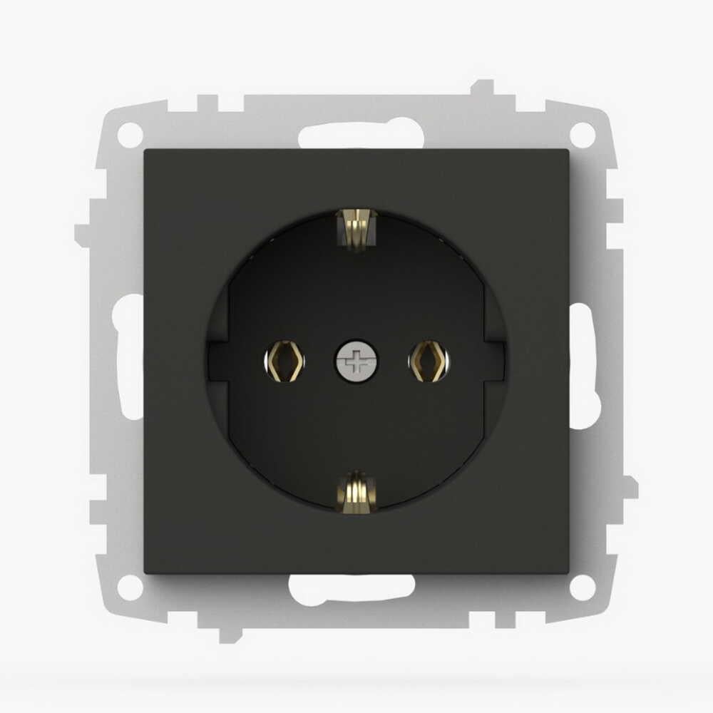 Розетка EL-BI VEGA одинарная с заземлением без рамки Черный матовый (609-014800-217)