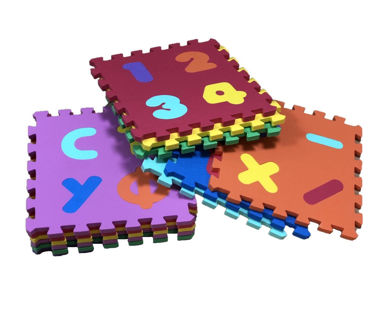 Килимок-пазл EVA Абетка та математика набір 1,08 м2 товщина 10 мм щільність 100 кг/м3 30х30 см 12 шт. - фото 5