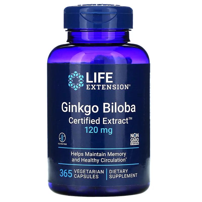 Натуральна добавка Life Extension Ginkgo Biloba Certified Extract 120 мг 365 вегакапс. (7963)