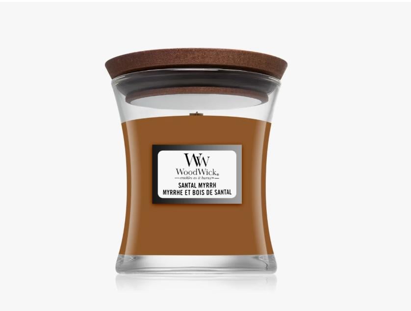 Свічка парфумована ароматична Woodwick Santal Myrrh з дерев'яним ґнотом 85 г