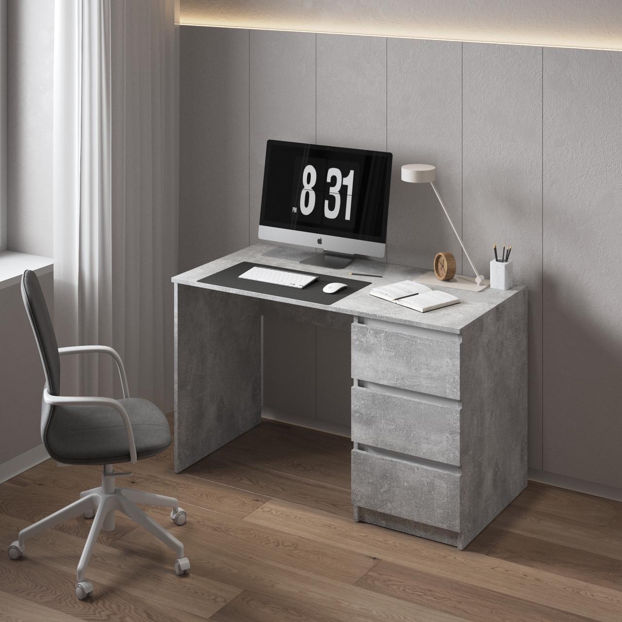 Стол компьютерный с тумбой Вайс R-1 1200х600х755 мм Бетон/Белые планки (30469094) - фото 1 Стол компьютерный с тумбой Вайс R-1 1200х600х755 мм Бетон/Белые планки (30469094) - фото 1