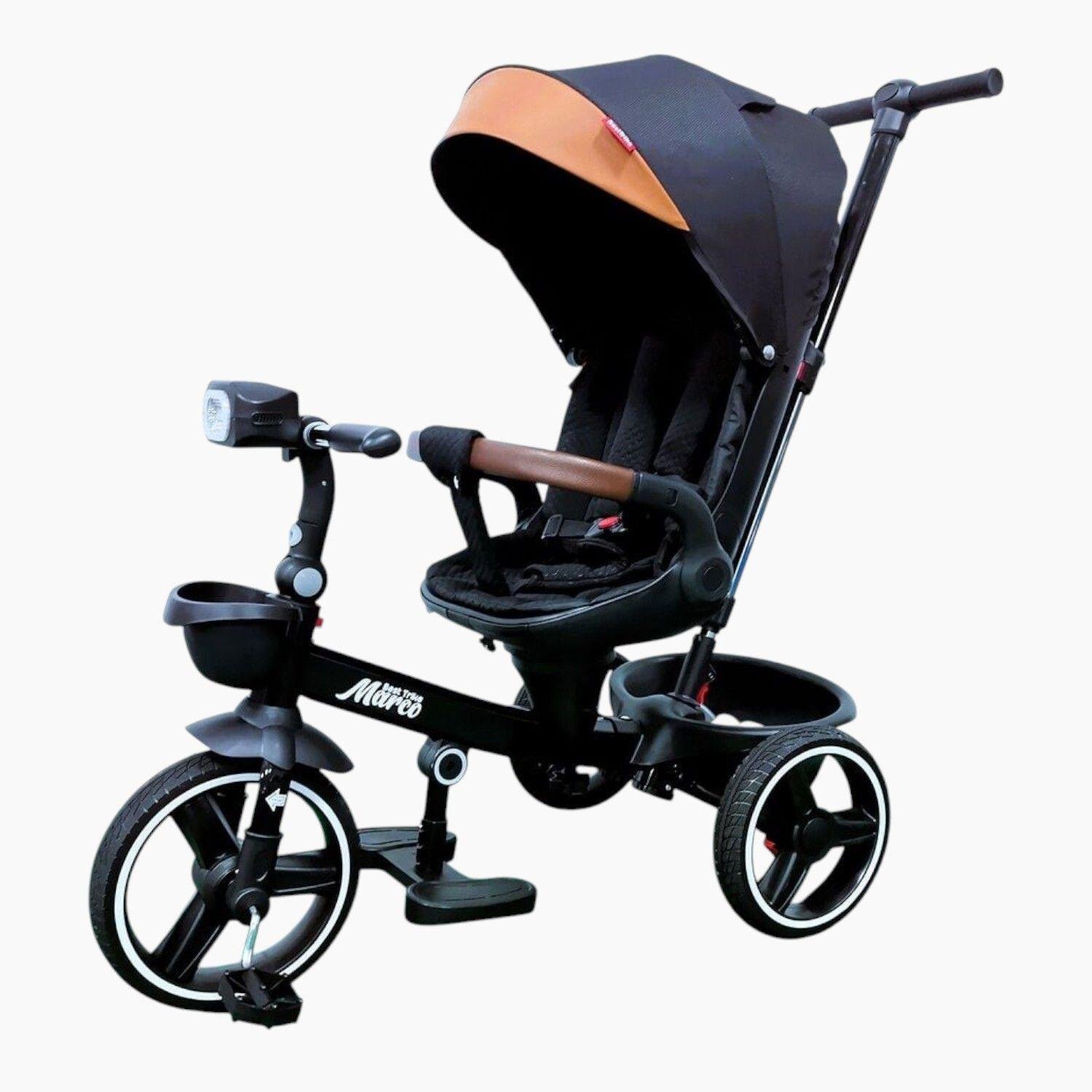 Велосипед дитячий триколісний Best Trike Marco 9155 PU 2025 складане кермо музична фара з батьківською ручкою Чорний (312-51) - фото 1