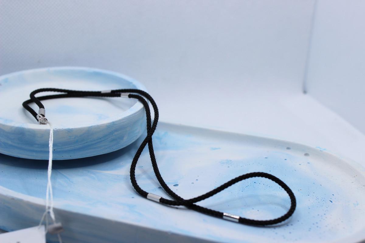 Шнур шовковий Чорний зі срібними вставками