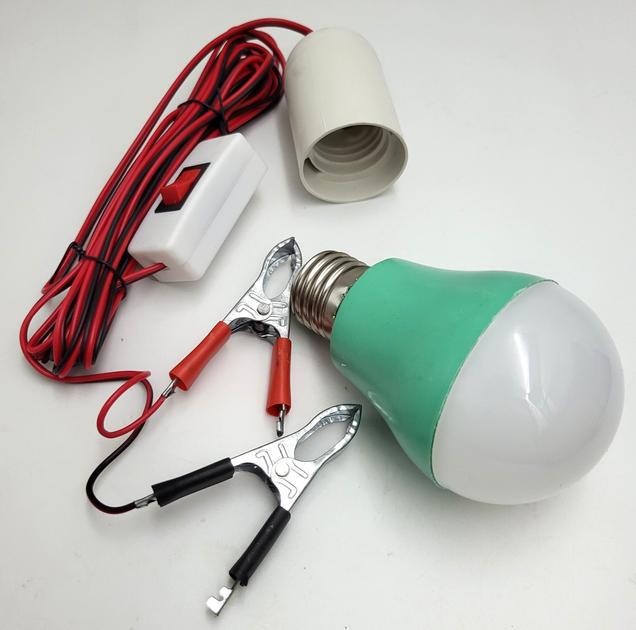 Лампа на проводе с зажимами и выключателем LED 12V 5W E27 (ME0019027) - фото 2