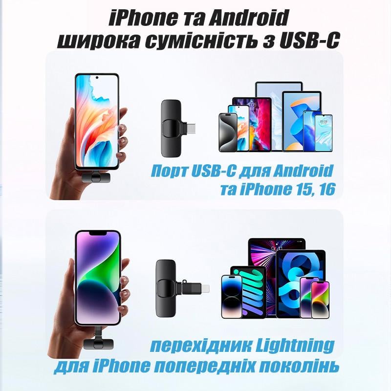 Микрофон беспроводной петличный K9 Selection на одежду/для телефона/Type-C/Bluetooth/для записи 2 шт. (K9-Type-C) - фото 6 Микрофон беспроводной петличный K9 Selection на одежду/для телефона/Type-C/Bluetooth/для записи 2 шт. (K9-Type-C) - фото 6