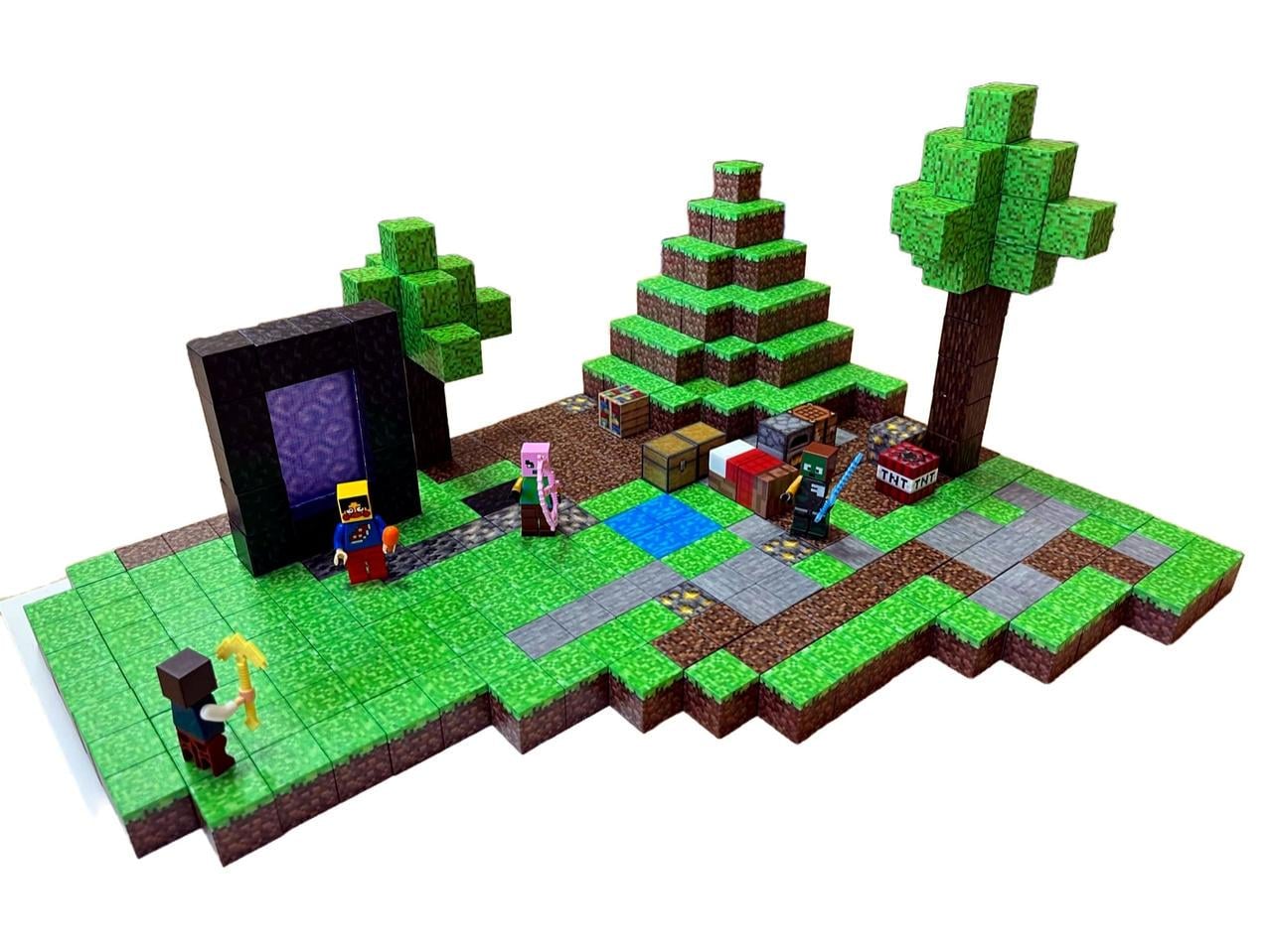 Конструктор магнитный Телепорт в джунгли Minecraft с пластиковым боксом 384 дет. (1080)
