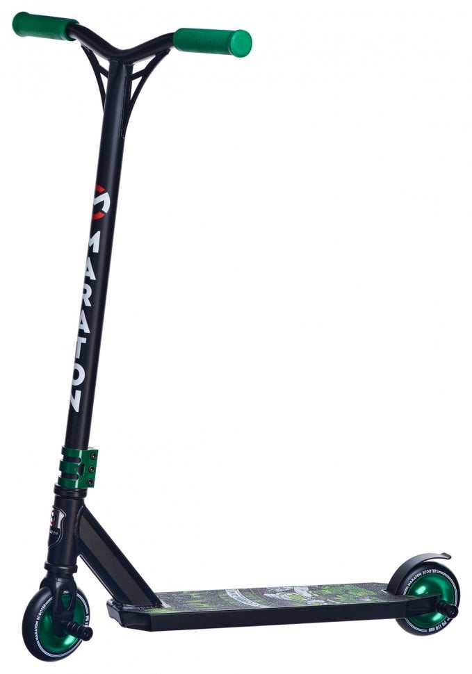 Самокат трюковой Maraton Scorpion с алюминиевыми колесами пеги Черный/Зеленый