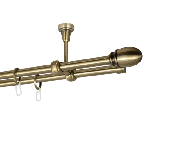 Карниз MStyle Белуно металлический двухрядный труба 16/16 мм кронштейн потолочный 400 см Антик (J010200)