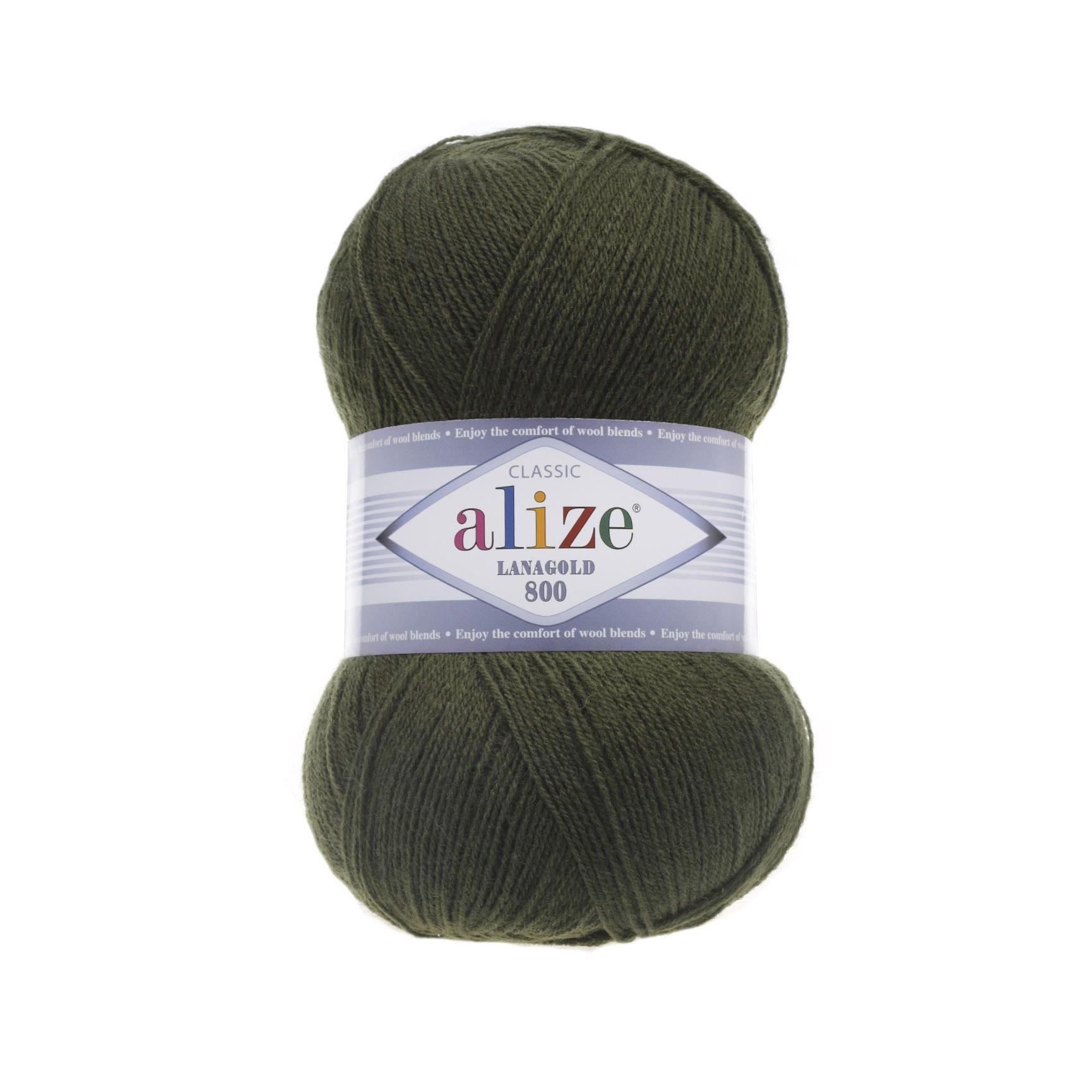 Пряжа Alize Lanagold 800 29 Хакі
