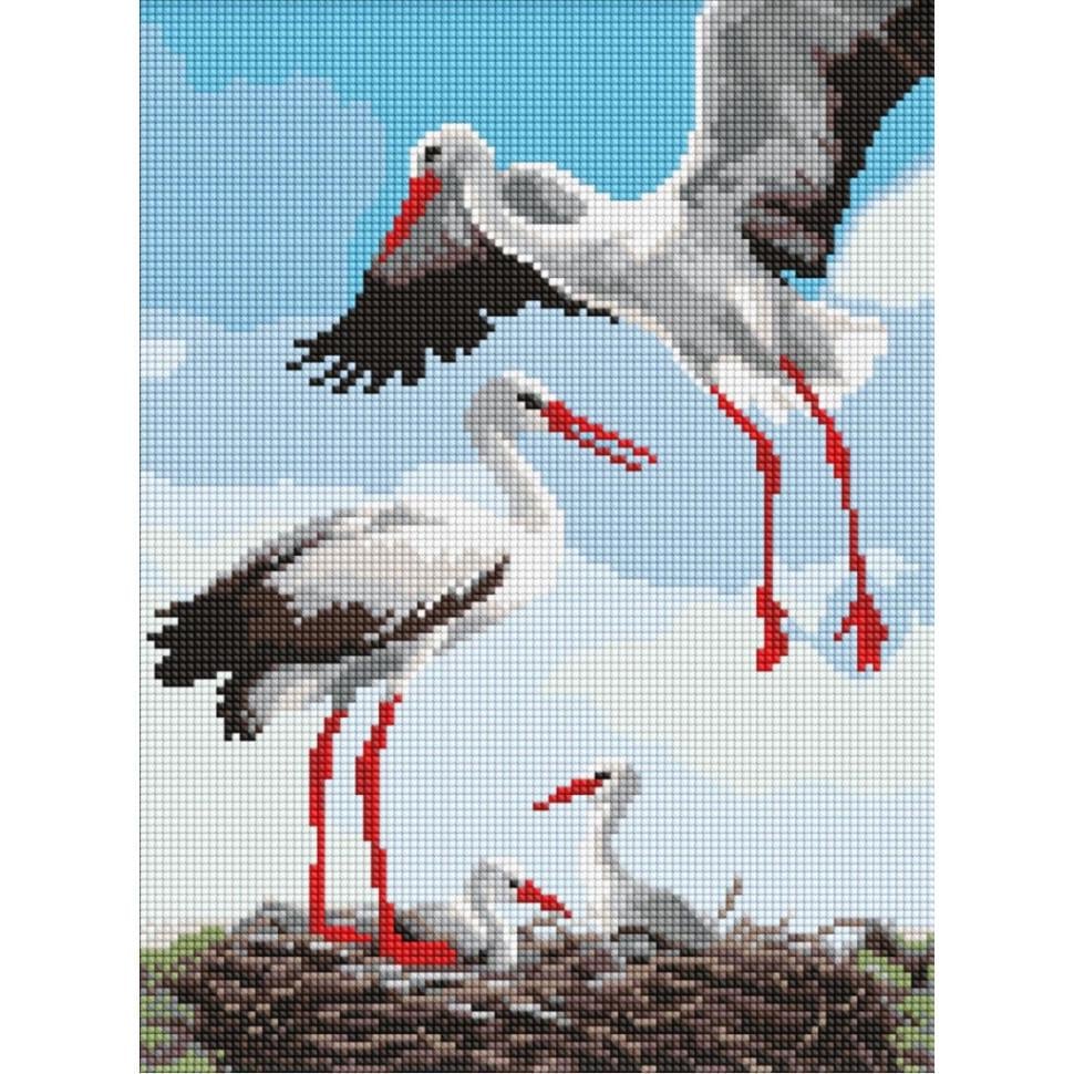 Алмазна мозаїка Ideyka Сім’я лелек AMO8063 30х40 см (RLT47296)