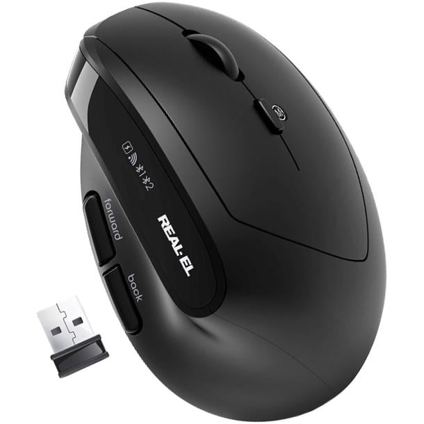 Компьютерная мышка беспроводная Real-el RM-490W вертикальная BT 2,4 гГц 2400 dpi Black (36799457) Компьютерная мышка беспроводная Real-el RM-490W вертикальная BT 2,4 гГц 2400 dpi Black (36799457)