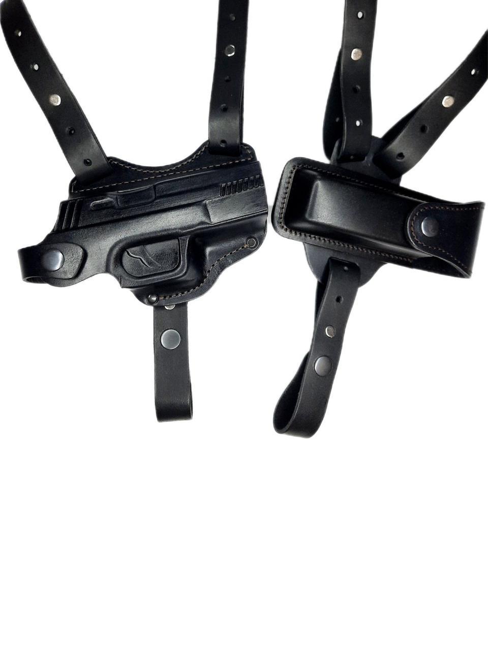 Кобура оперативная двухсторонняя Glock 17 формованная с чехлом под магазин кожа Черный (26068414) - фото 2 Кобура оперативная двухсторонняя Glock 17 формованная с чехлом под магазин кожа Черный (26068414) - фото 2