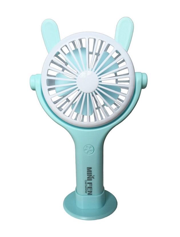 Вентилятор ручний акумуляторний Mini Fan CS092-4 з вушками підставкою підсвічуванням та USB-зарядкою Блакитний (11293242)