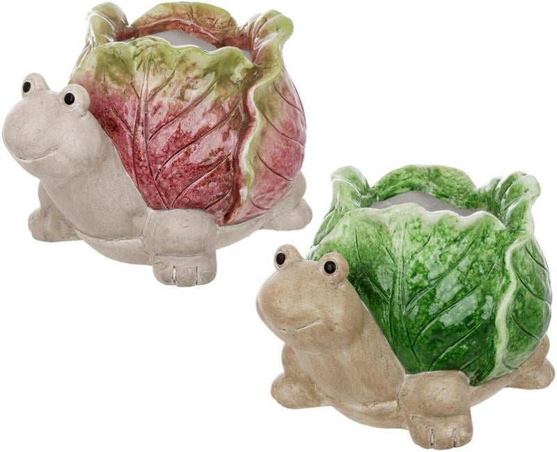 Набор декоративных кашпо черепаха с капустой 2 шт. 20 см