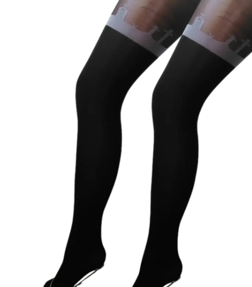 Колготки на Хэллоуин Кладбище 20-40 den S Черно-белый (28725442) - фото 2