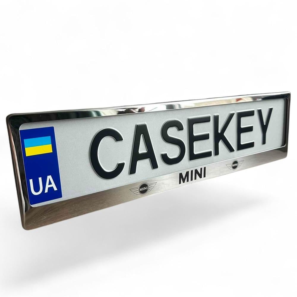 Авторамка метеллическая с гравировкой Mini Cooper (mcramkaza1)