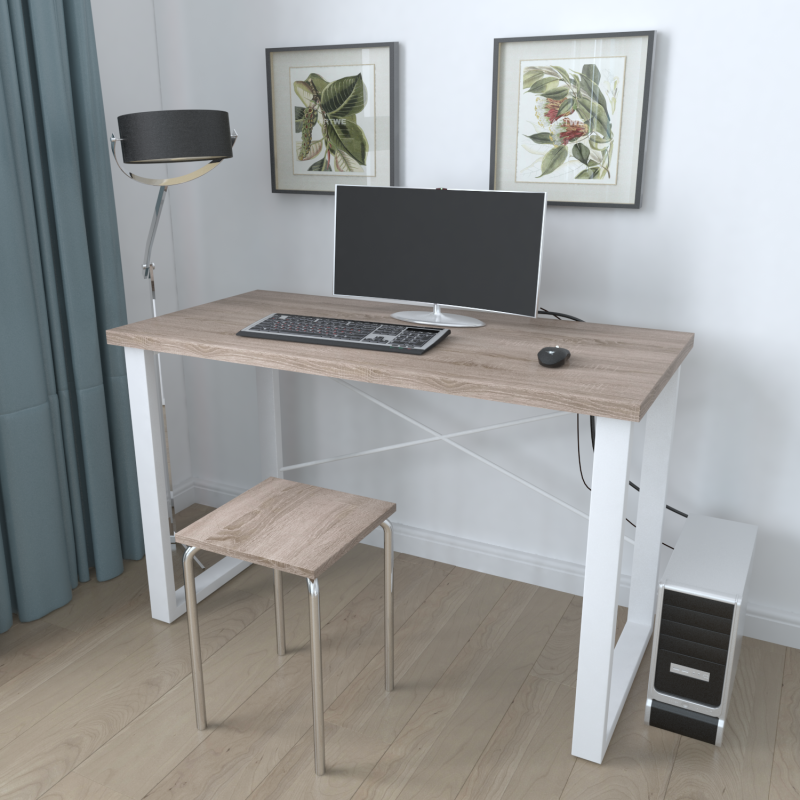 Письменный стол Ferrum-decor Drayv металл/ДСП 32 мм Белый/Дуб Сонома Трюфель (FRD-103377) Письменный стол Ferrum-decor Drayv металл/ДСП 32 мм Белый/Дуб Сонома Трюфель (FRD-103377)